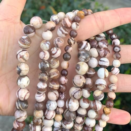 90pcs Adabele Natural Brown Zebra Jasper Healing Gemstone 4mm (0.16 inch) Small Round Beads Gem Stone Spacer for DIY Craft Jewelry Making GY12-4 - color: Zebra Jasper, size: 4mm (90pcs/1 Strand)