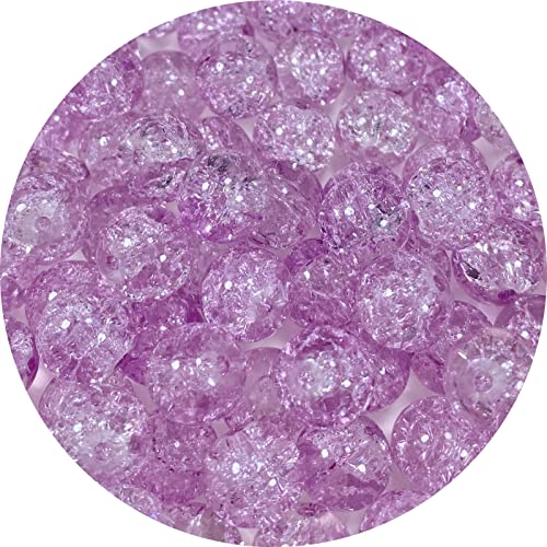 100pcs Crackle Glass Beads 10mm Round Crystal Glass Spacer Crafts Beads for Jewelry Making Necklace Bracelet Earrings DIY Crafts(Purple) - color: Purple, size: 10mm
