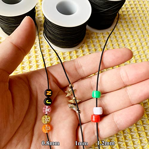 1mm Stretchy Bracelet String, QBJAYTY 328FT Elastic Bracelet String Cord for Bracelet Making, Stretchy Elastic String Cord for Beads Beading, Black 2 Rolls - size: 1mm, style: black*2