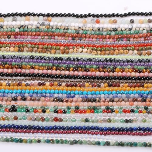155pcs 2mm Natural Opalite Stone Loose Round Beads Gemstone Smooth Samll Spacer Beads for jewerly Making Bracelet Necklace - color: Opal, size: 2 mm