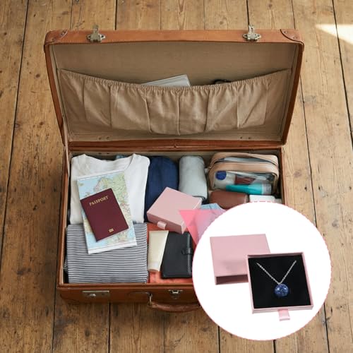 4 Pack Square Jewelry Gift Boxes, Pink & Black Cardboard Small Jewelry Box Pendent Storage Case for Bracelets Necklaces Earrings Ring Jewelry Gift