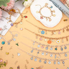 SANNIX 486Pcs Charm Bracelet Making Kit, Including 16 Bangles 228 Charms 240 Jump Rings and Pliers Tools for Crafts, Gold Silver Charm Chain for DIY Bracelet Making Supplies