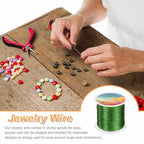 HARFINGTON Wire 203ft Length 24 Gauge Copper Craft Jewelry Wrapping Wire Tarnish Resistant Beading for Jewelry Making Supplies Crafting, Green - color: Green