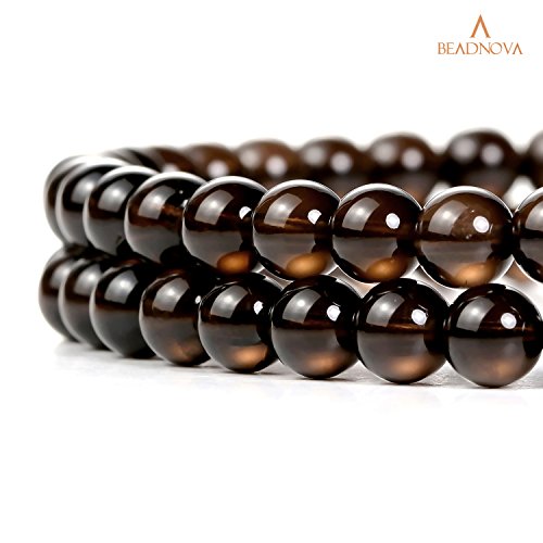 BEADNOVA 4mm Smoky Quartz Gemstone Round Loose Beads for Jewelry Making (90-92pcs) - color: 18) Smokey Quartz Beads, size: 4mm