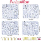 104Pcs Geometric Resin Earring Molds Kit, Flower Shaped Earrings Silicone Mold for Epoxy Resin Dangle Drop Jewelry Molds Making Kit with 100 Earring Hook for Earrings Necklace Pendants (Irregular) - color: Irregular