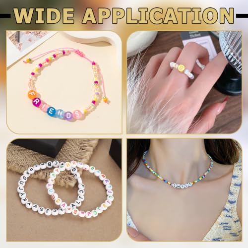 1000Pcs Plastic Letter Beads Horizontal Hole Flat Round Disc Letters Spacers Bead Alphabet Pattern Loose Beads for Bracelets Necklace Earrings Jewelry Making DIY Craft Golden - color: Golden
