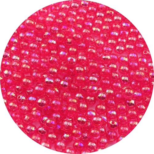 300pcs 8mm Acrylic Round Beads AB Colors Acrylic Beads Round Spacer Beads with Hole for DIY Bracelet Necklace Jewelry Making Supplies Handmade Craft(Rose Red AB) - color: Rose Red AB, size: 8mm