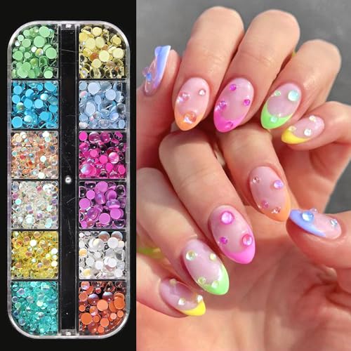 3D Aurora Bubble Beads Nail Charms, Mixed Size Colorful Iridescent Mermaid Crystal Gems Flatback Rhinestones Jewels for Women Girls Manicure Nails Supplies DIY Crafts Decorations… - color: Colorful