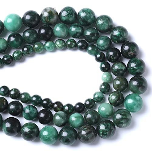 10mm 36pcs Natural Green Emerald Stone Beads Round Loose Beads AAA Energy Healing Power Stone Beads for Jewelry Making DIY Bracelet Necklace 15"(Green Emerald Stone, 10mm) - color: Green Emerald Stone, size: 10mm