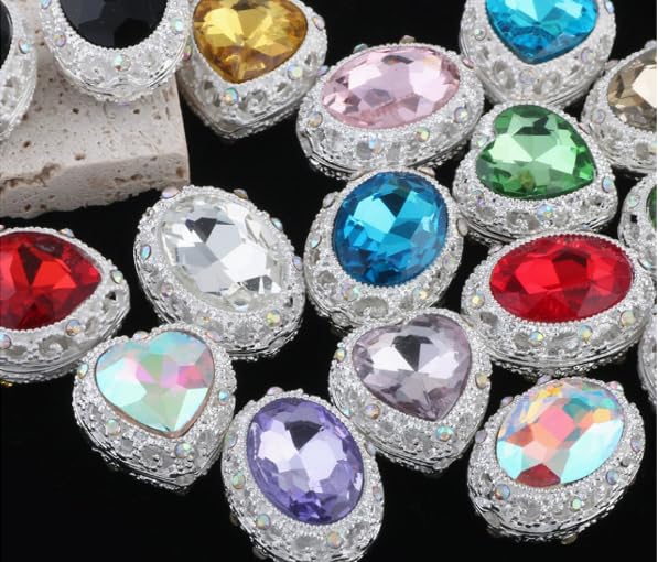 10pcs Rhinestone Focal Beads for Pens, Elegant Oval Pigeon-Egg Design Fully Covered with Multicolored Rhinestones, Fancy Beads for DIY Jewelry Making Keychains Crafts Holiday Decorations (Oval-Beads) - color: Fully Rhinestoned Oval-Focal Beads