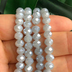 415pcs Rondelle Crystal Glass Beads 2mm 4mm 6mm 8mm Mixed Sizes, Faceted Briolette Spacer Czech Seed Loose Beads for DIY Jewelry Making (Light Gray) - color: Light Gray