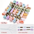 12 Skeins 105 Yards Variegated Embroidery Thread Embroidery Floss 6 Strands Macaron Friendship Bracelet String Cross Stitch Threads for Jewelry Making Bracelet Knitting Stitching DIY Supply - color: Candy Color
