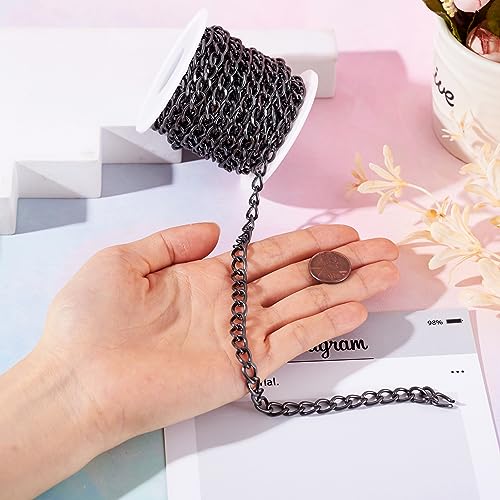 Craftdady 16.4 Feet Aluminum Curb Chain Link Black Twisted Cable Cross Chain Unwelded 10x6.5mm with Spool for Bracelet Necklace Tassel Earring Jewelry Making - color: Black, 10x6.5mm