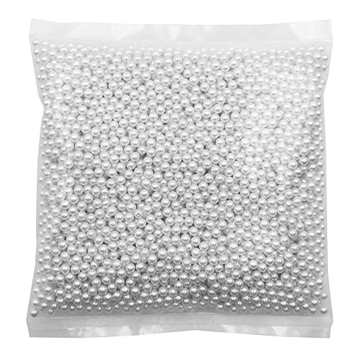 INSPIRELLE 5mm White Polished ABS Undrilled Art Faux Pearls for Vase Fillers, 3800pcs No Hole Imitation Round Pearl Beads for Home Decoration - color: White, size: 5mm