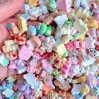 100 Pcs Pastel Animals Slime Charms Set, Bulk Cat Dog Bunny Chicken Mixed Resin Charms Set Ornament for Crafts Scrapbooking Embellishments,1X1.5CM (C)