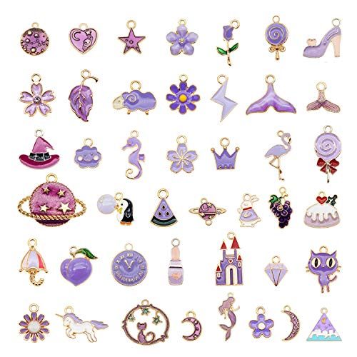 30pcs Mixed Enamel Charms Pendants for Jewelry Making Bulk lot Necklace Earrings Bracelet Craft Findings - color: Purple