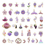 30pcs Mixed Enamel Charms Pendants for Jewelry Making Bulk lot Necklace Earrings Bracelet Craft Findings - color: Purple