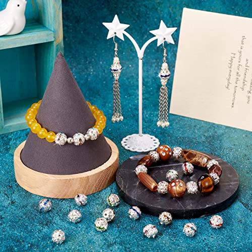 Craftdady 100pcs Alloy Rhinestone Disco Ball Rondelle Loose Spacer Beads 10mm Round Hollow Crystal Rhinestone Bracelet Connector Beads for Necklace Earring Jewelry Craft - color: Mixed Color-10mm