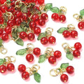 Ipotkitt 30 Pcs Red Cherry Charms Glass & Acrylic Beaded Charms Mini Cute Fruit Bead Charms for Earrings Bracelets Necklaces Jewelry Making DIY Crafts - color: 30pcs-Cherry Charms-10x15x6mm