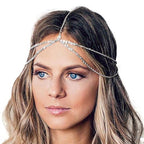 Yean Gold Sequins Head Chain Bohemian Hair Jewelry Headpiece Forehead Band Festival Headband Accessories for Women - color: Silver