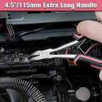 Long Reach Bent Nose Pliers with Serrated Jaw 6 Inches Mini Bent Long Nose Pliers Bent Chain-Nose Pliers Curved Long Nose Plier For Jewelry Making Working In Tight Spaces Pink Tool for Women - style: Bent Nose Plier