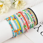 XIJIN 18 Pieces Elastic Beaded Anklets for Women Handmade Beach Boho Colorful Beads Ankle Bracelets Set - color: Colorful d