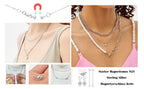925 Sterling Silver Magnetic Jewelry Clasps Magnetic Necklace Clasps and Closures Sterling Silver Bracelet Necklace Extender - color: D-White Gold