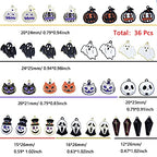 Anower 36 Pcs Halloween Charms Pendants Assorted Gold Black Plated Enamel Pumpkin Ghost Clown Wizard Hat Halloween Charms for Jewelry Making DIY Necklace Bracelet Earring Supplies Accessories