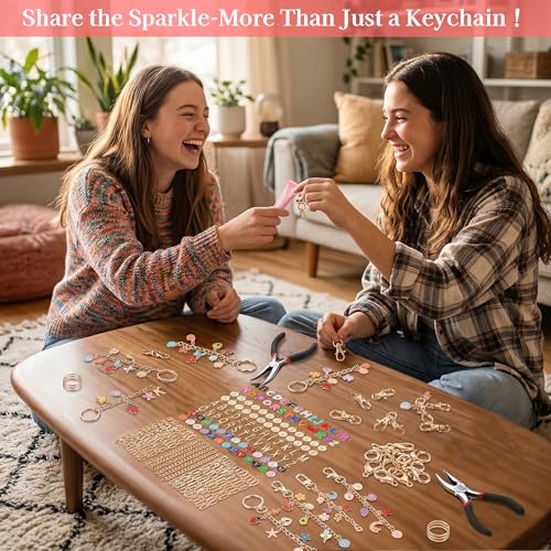 Lemosyu 563Pcs Lip Gloss Keychain Making Kit,DIY Craft Bag Charm Kit with Charms,Key Chains,Key Chain Hooks,Jump Rings,Lobster Claw Clasps,Gift Bags&Tools,Jewelry Making Supplies for Valentines Gifts