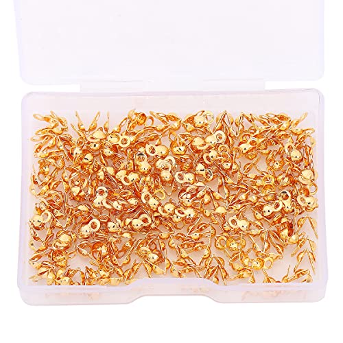 Beadia 18K Gold Plated End Caps Non Tarnish 3x6mm 200pcs for Jewelry Making Findings - color: End Caps Gold, size: 3x6mm