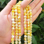 90pcs Adabele Natural Faceted Yellow Fire Agate Healing Gemstone 4mm (0.16 Inch) Small Round Loose Beads Gem Stone Spacer for DIY Craft Jewelry Making GH3-4 - color: Faceted Yellow Fire Agate, size: 4mm (90pcs/1 Strand)