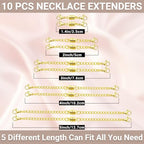 OHINGLT Necklace Extender Magnetic Clasps Chain Extenders for Necklaces,Gold and Silver Magnetic Necklace Clasps and Closures with Bracelet Extension - color: 10Pcs Gold