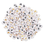 HARFINGTON 200 Pcs 4x7mm Acrylic Letter Beads, Round White Alphabet Beads Letter P, Alphabet Spacer Beads for Jewelry Making Bracelets Necklaces - style: Letter P