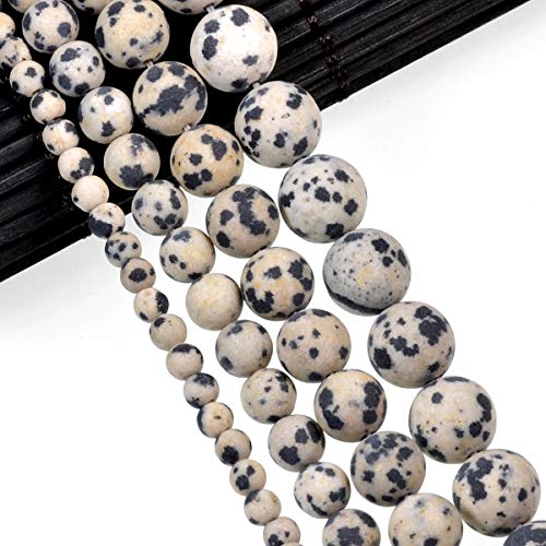 Natural Matte Gemstone Round Spacer Beads (4mm, Dalmation Jasper) - color: Dalmation Jasper, size: 4mm