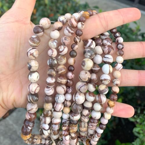 90pcs Adabele Natural Brown Zebra Jasper Healing Gemstone 4mm (0.16 inch) Small Round Beads Gem Stone Spacer for DIY Craft Jewelry Making GY12-4 - color: Zebra Jasper, size: 4mm (90pcs/1 Strand)