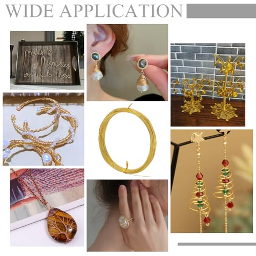 BENECREAT 65.6 Feet 23 Gauge(0.6mm) Brass Craft Jewelry Wire Gold Artistic Beading Wire Tarnish Resistant Copper Wire for Jewelry Beading Craft Making Ring Earrings DIY - size: 23 Gauge