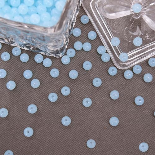 BONNY BOXX 1000PCs 6MM Jelly Light Blue Acrylic Round Beads, Smooth Transparent Acrylic Balls, Plastic Resin Gumball Bubblegum Chunky Beads for Necklace & Bracelet Making, Crafting Supplies - color: Jelly Light Blue, size: 6MM