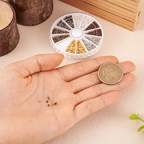 Pandahall 1Box/3300pcs 6 Colors Rondelle Tiny Crimp Beads 2mm Jewelry Bracelet Making Clamp End Spacer Beads Multi color