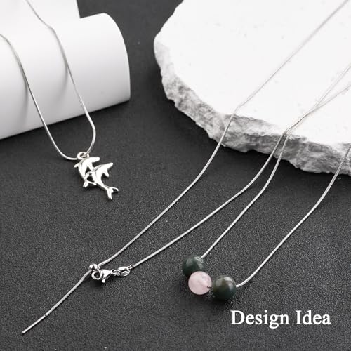 10Pcs Stainless Steel Round Snake Adjustable Chain Bulk for Jewelry Making 1mm Necklaces Chains for Women Personalized Jewelry - color: Silver Snake
