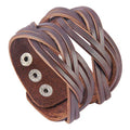 GelConnie Leather Cuff Bracelet Punk Braided Bracelets Rock Leather Wristbands Faux Mens Leather Bracelet Gothic Viking Bangle Adjustable Wrap Bracelet for Women,Men - color: Style LPB303-Brown