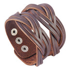 GelConnie Leather Cuff Bracelet Punk Braided Bracelets Rock Leather Wristbands Faux Mens Leather Bracelet Gothic Viking Bangle Adjustable Wrap Bracelet for Women,Men - color: Style LPB303-Brown