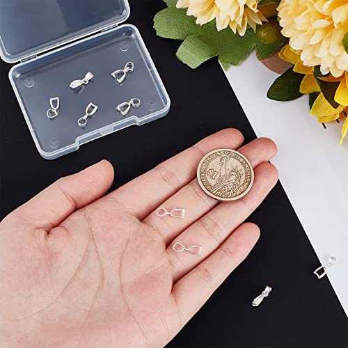 Beebeecraft 10Pcs/Box Pendant Pinch Bails 925 Sterling Silver Ice Pick Pinch Bails Pendant Connector for Necklace Jewelry DIY Craft Making - color: Silver#4