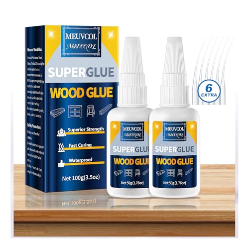 Meuvcol Extra Strong Wood Glue, 100g Fast Drying Clear Wood Adhesive for DIY Crafts, Heavy Duty Furniture Repair & Garden Projects - size: 100g, style: Wood Glue