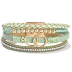 FANCY SHINY Mothers Day Gifts Boho Leather Wrap Bracelet Stackable Infinity Chunky Cuff Bracelets Western Hippie Outfits Jewelry Valentine Gifts for Women - color: Avocado
