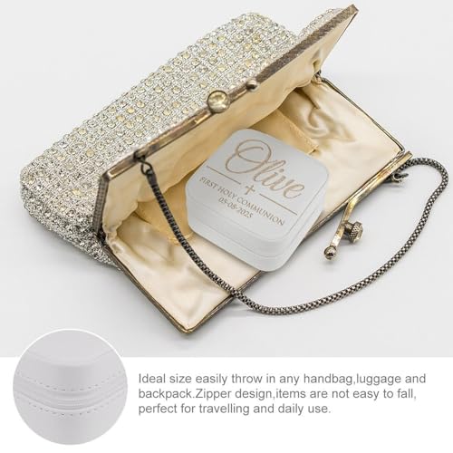 Personalized First Communion Gift for Girls – Custom Jewelry Box with Name & Date, Elegant Keepsake for First Holy Communion - color: Golden Cross