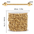 33 Feet Gold Snake Chains Roll, 1mm 18K Gold PVD Plated 304 Stainless Steel Round Satellite Snake Chain Bulk Spool for Jewelry Making DIY Craft - color: Big Beads Gold Satellite Snake Chains