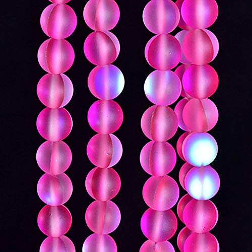 60PCS 6mm Natural Pinkish Mystic Aura Quartz Gemstone Frosted Matte Titanium Round Loose Spacer Beads 15 inch Full Strand Crystal Healing Power Quartz - color: Pink Mystic Aura, size: 6mm