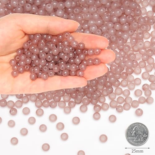 500Pcs Brown Glass Beads for Jewelry Making Kit, 6mm Round Beading Supplies Glass Crystal Beads for Bracelet DIY Crafts Kits Earring Necklaces(Brown) - color: Brown