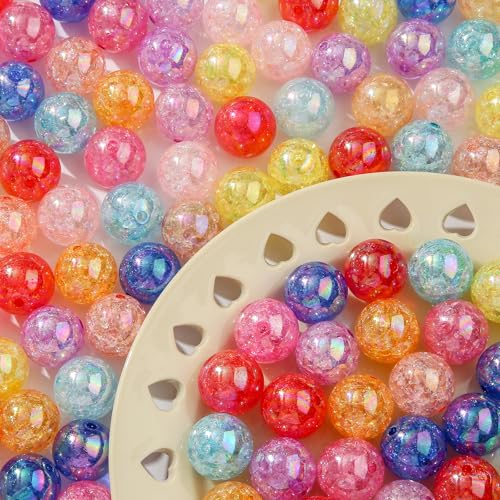 20mm Acrylic Beads 180pcs Chunk Bubblegum Bead Multicolor Crack Pen Ball Beads for Pen Bag Jewelry Making Necklace Bracelets (ab Crack) - color: orange&black
