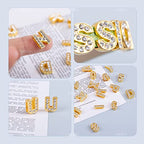 AUEAR, 36 Pack Gold 8mm Full Rhinestone Slide Alloy Letter Charm Crystal A-Z Alphabet with 0-9 Numbers for Bracelets Wristbands DIY Jewelry Making - color: Gold, size: 36 Pack